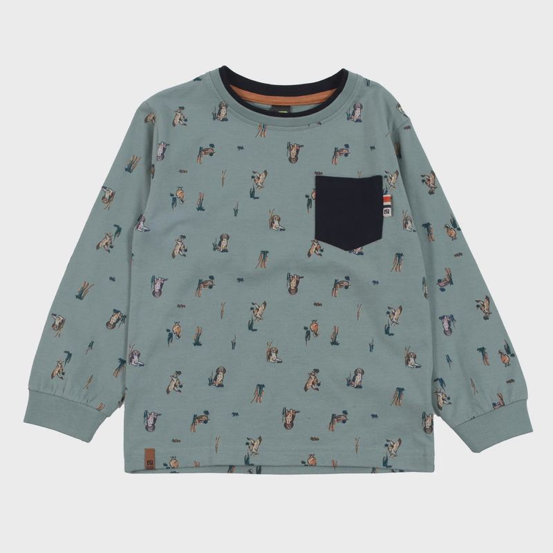T-shirt manches longues Garçons Vert a motif