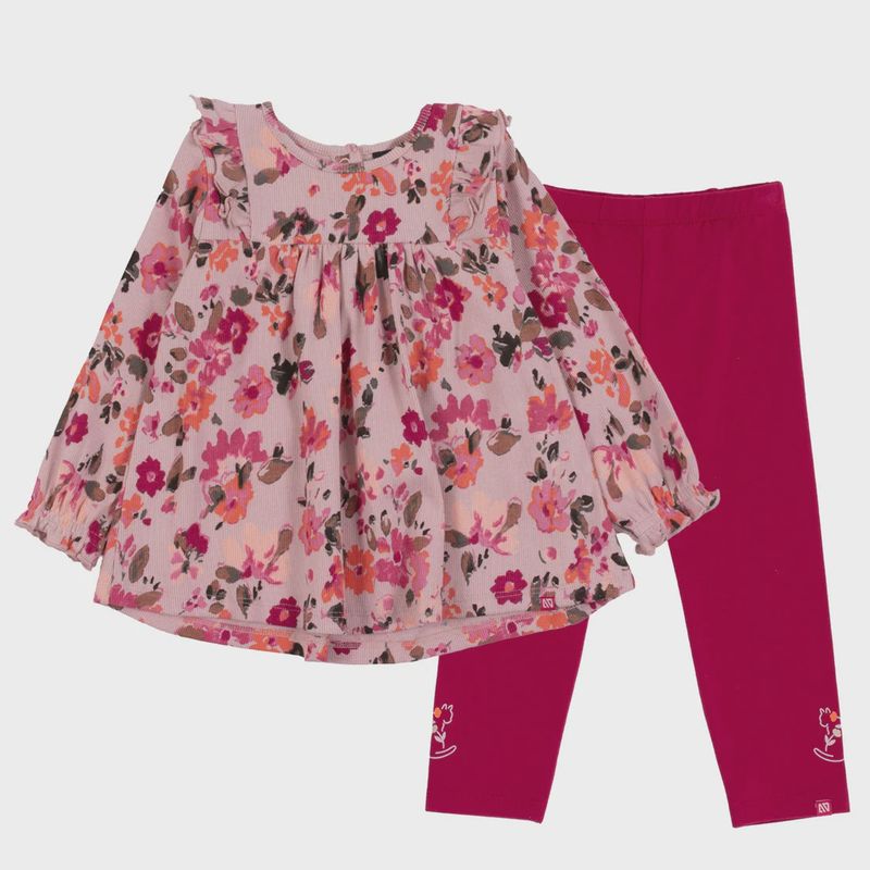 Ensemble tunique deux-pièces Bébé Fille Rose Pâle 2554