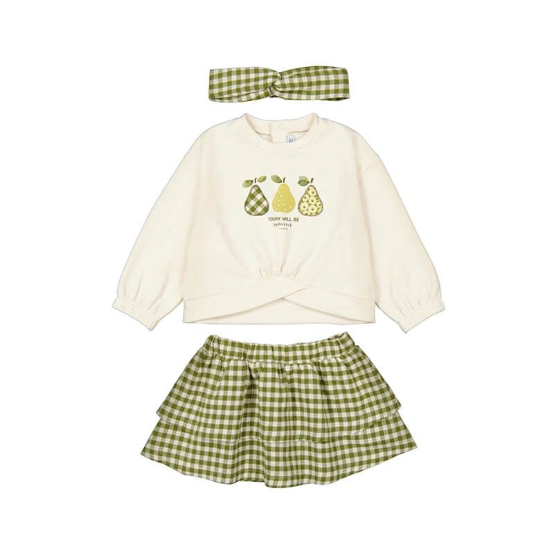 Ensemble 3 pce, chandail, jupe et bandeau 2924