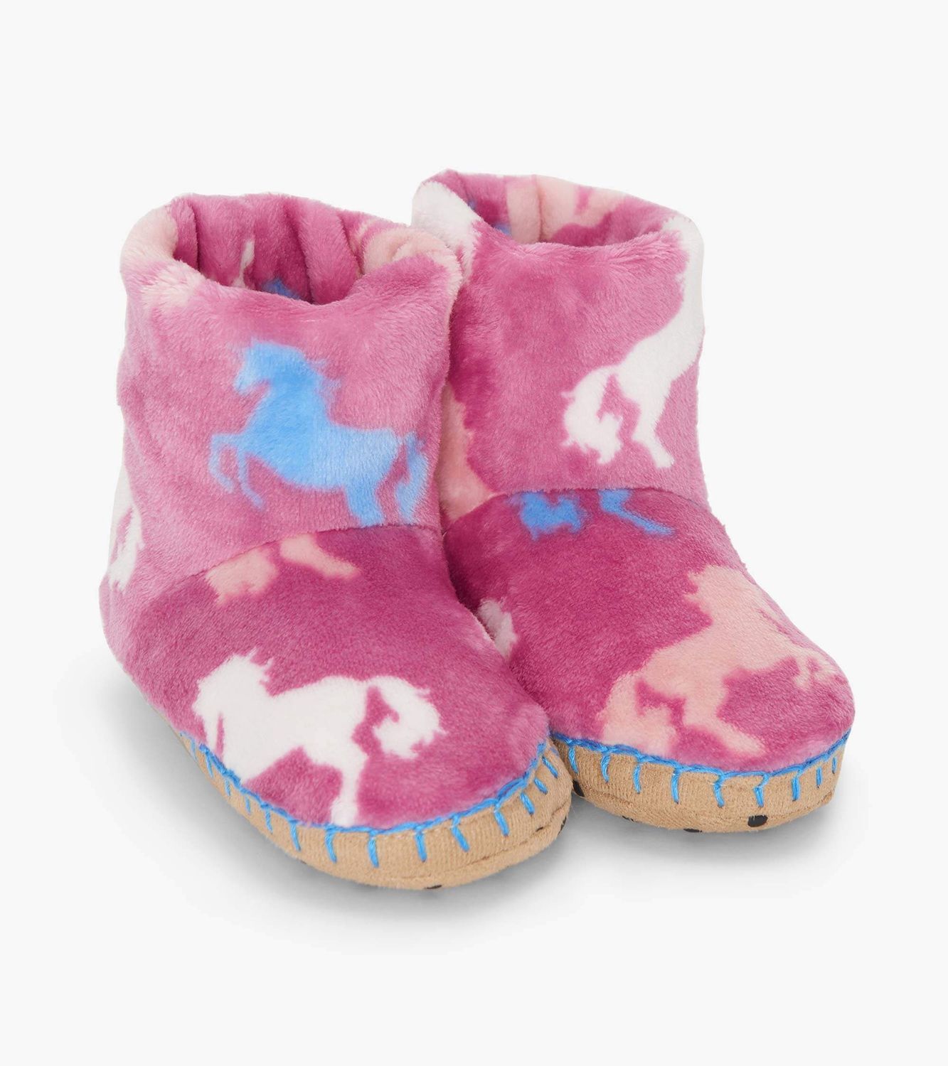 Pantoufles en polaire avec motif chevaux 009
