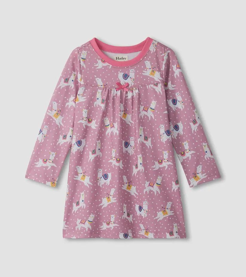 Chemise de nuit à manches longues pour filles, motif alpagas 1241