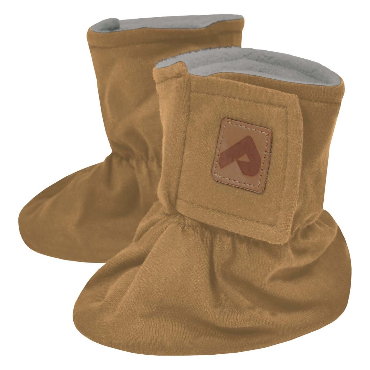 Bottines en coton avec doublure en fausse fourrure - café
