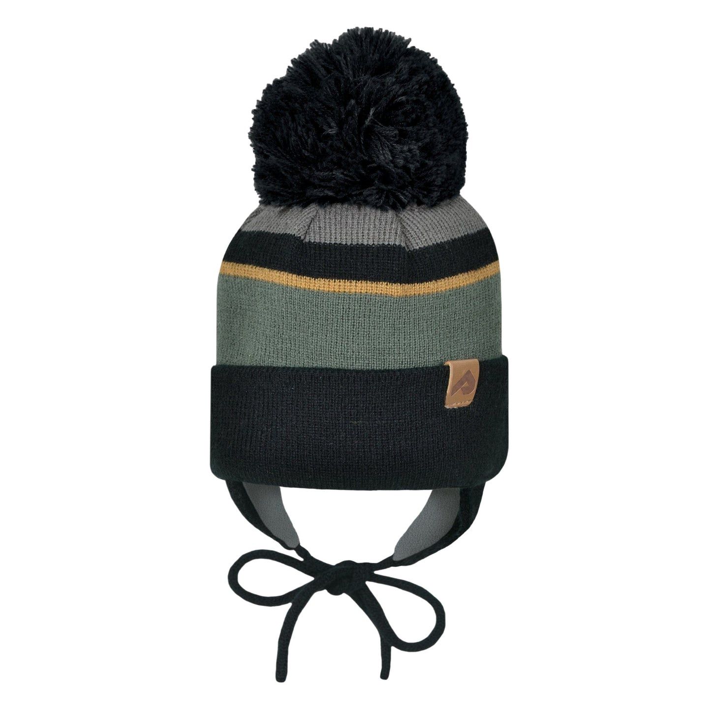 Bonnet en acrylique avec doublure et oreilles en polaire - Ardoise/Miel/Armée/Noir