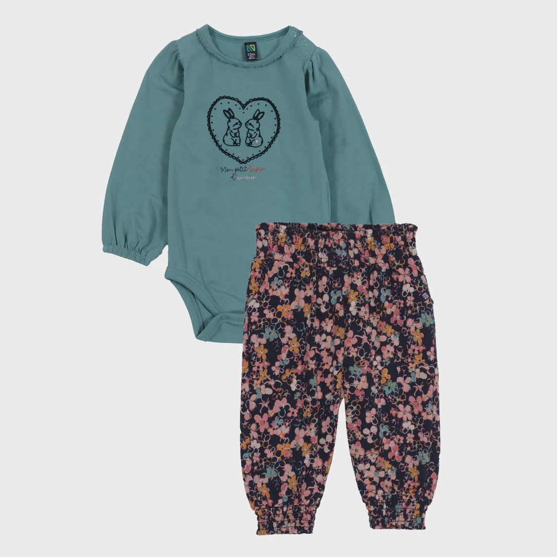 Ensemble cache-couche deux-pièces Bébé Fille Menthe 2552