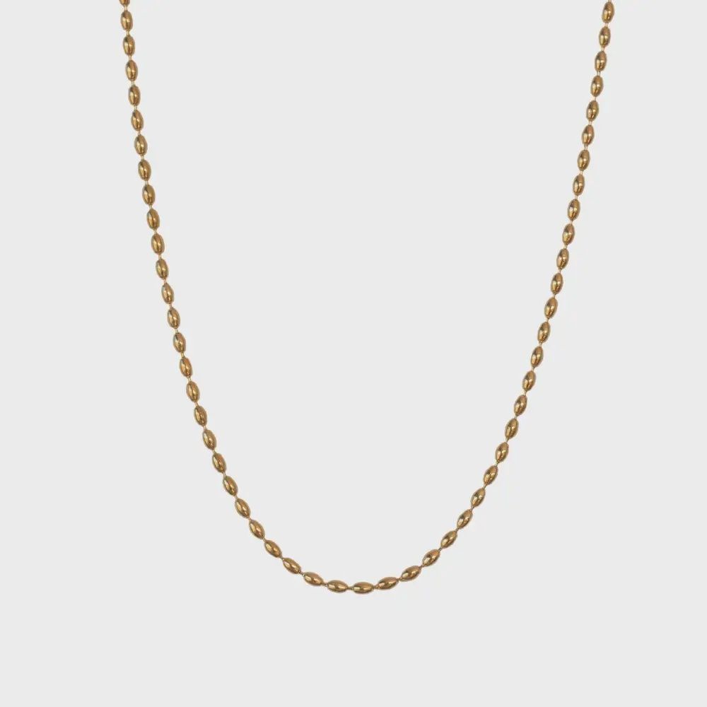 Collier à billes en acier inoxydable 14k