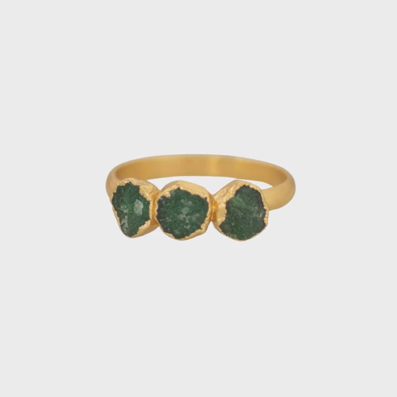 Bague aventurine verte en or vermeil 14k