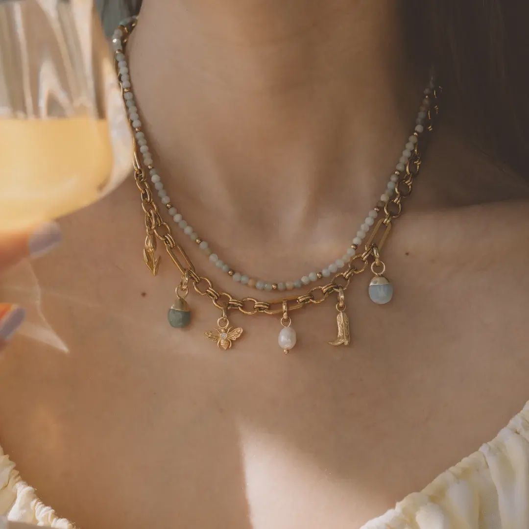 Amazonite en Or Vermeil 14K