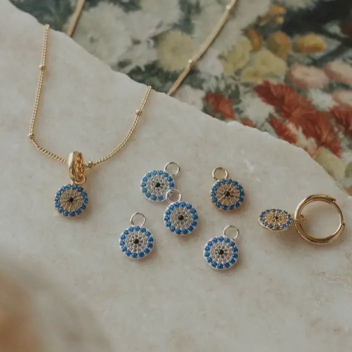 Médaillon oeil de protection en acier 925