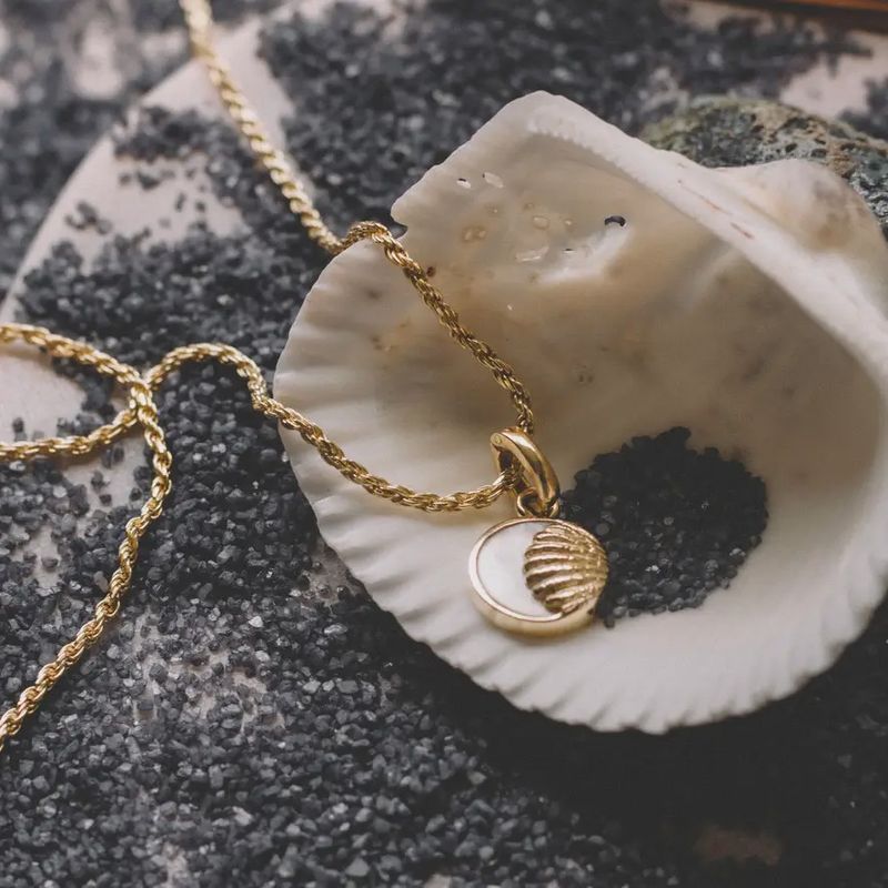 Coquillage nacré en or vermeil 14k