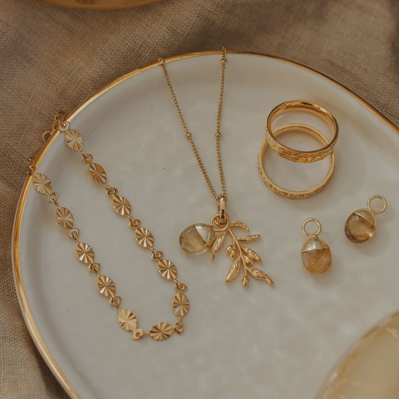 Branche d'olivier en or vermeil 14k