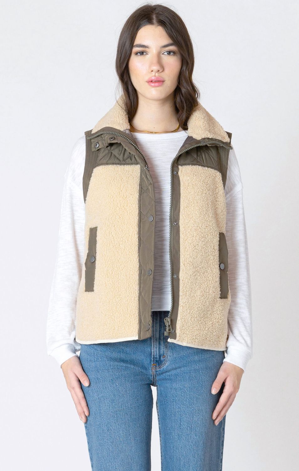 Veste en tissu mélangé olive/tan 9501