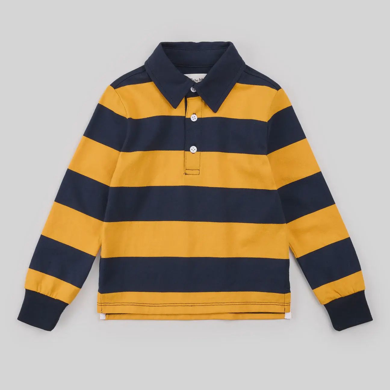 Polo à rayures bleu et jaune épicé T05K