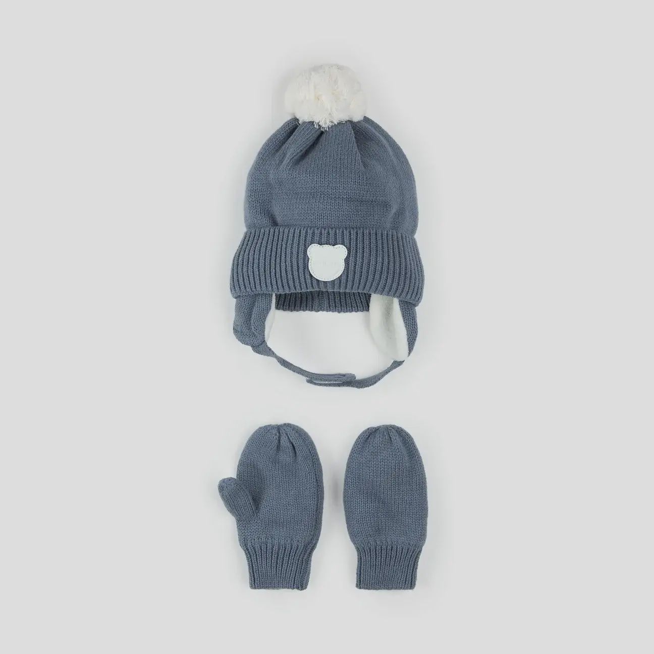 Bonnet et mitaines d&#39;hiver bleu poussiéreux c04b