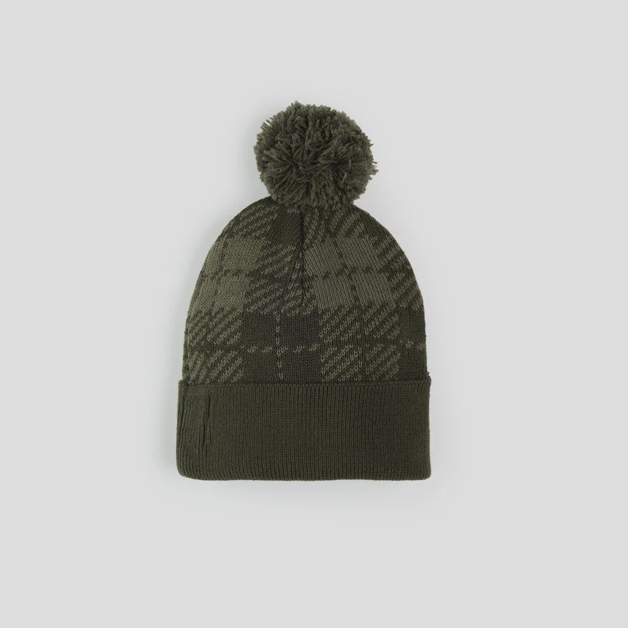 Chapeau en tricot vichy vert ferme A01B