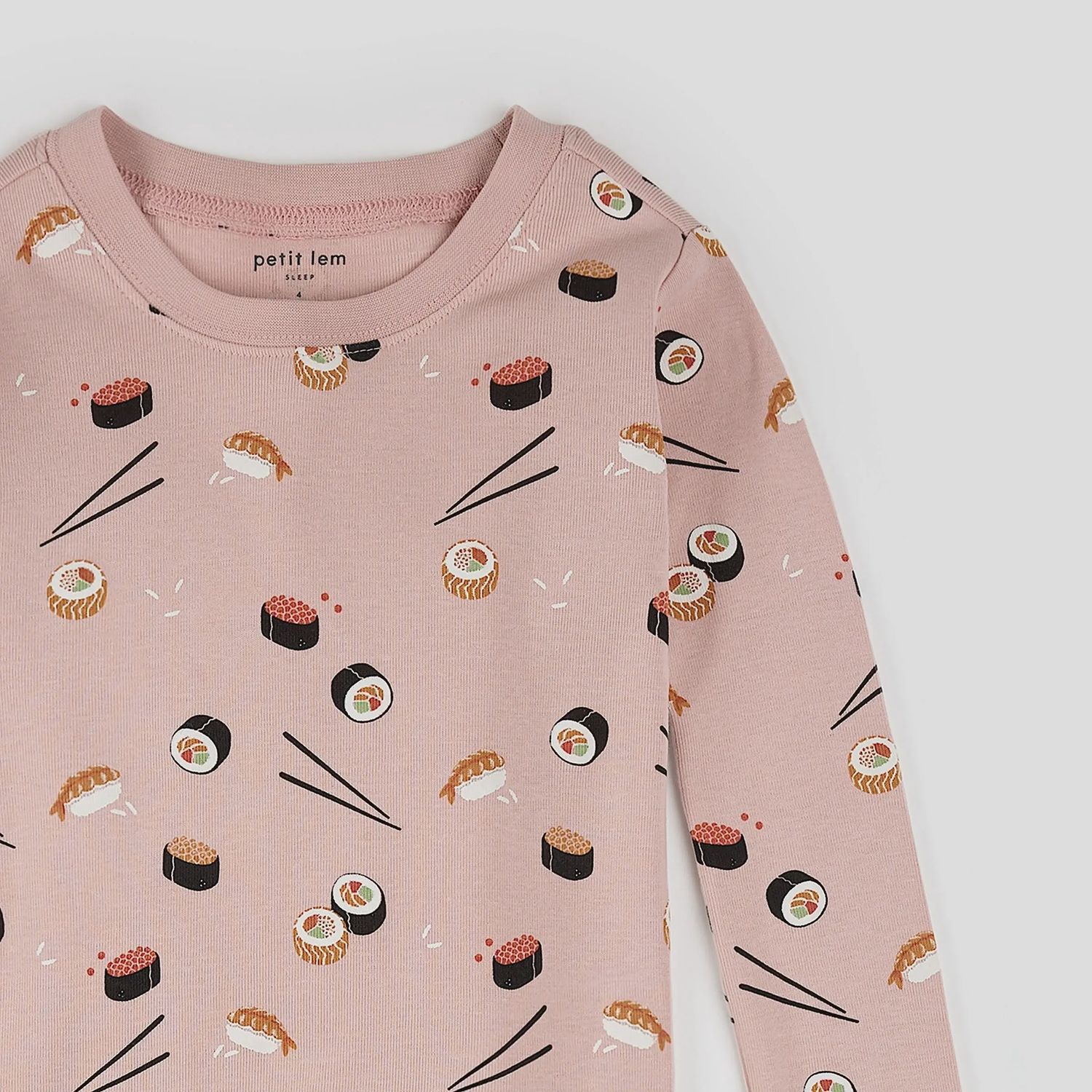 Ensemble de pyjama rose à imprimé de sushi Q03K