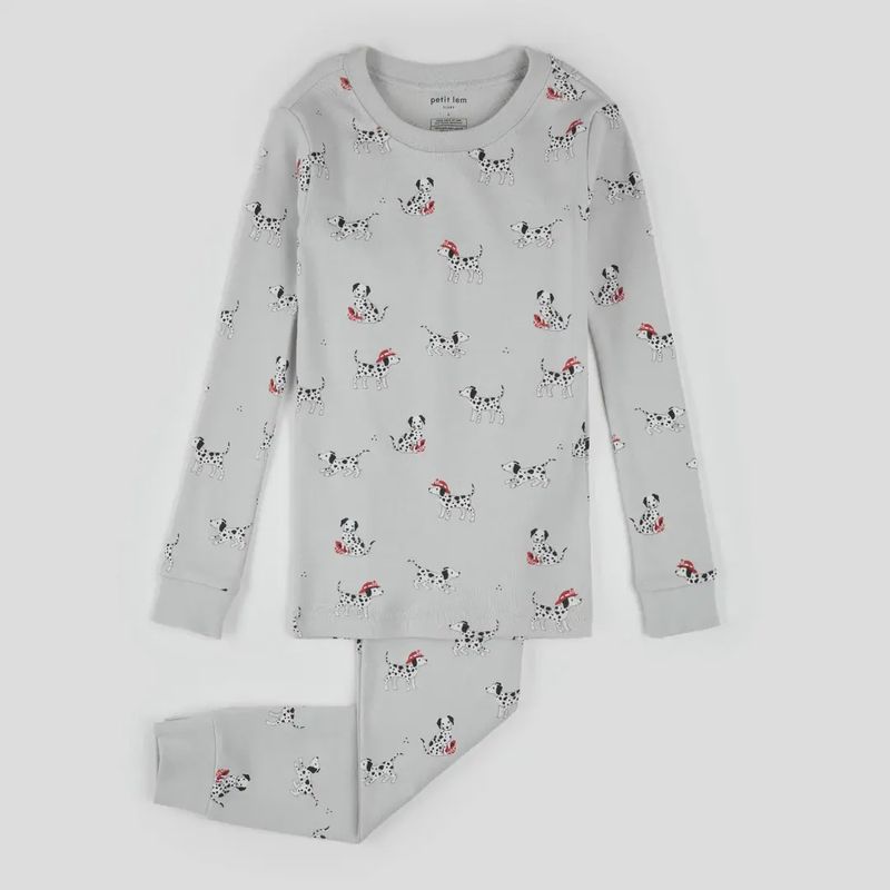 Ensemble pyjama gris clair à imprimé de pompier dalmatien Q01k