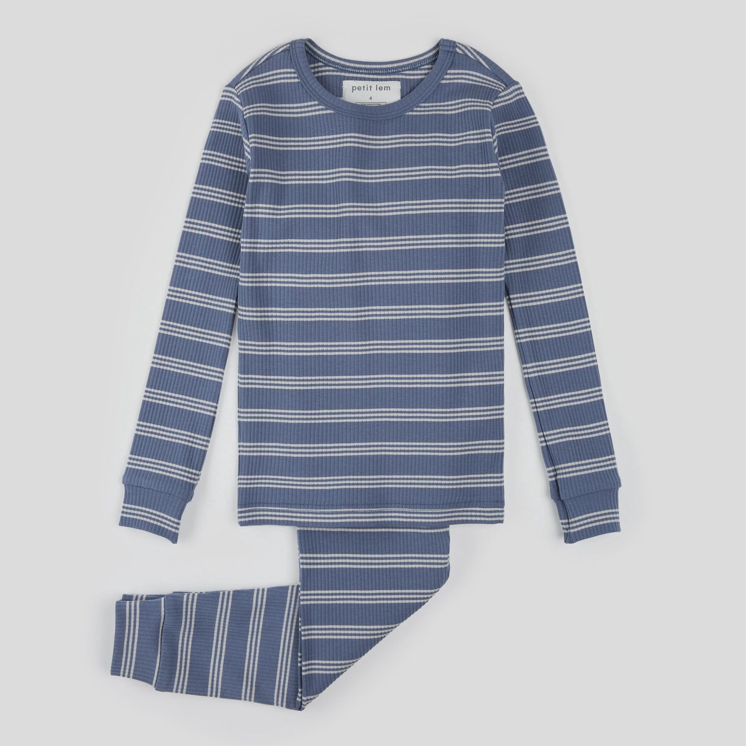 Ensemble pyjamas bleu à rayures en modal côtelé Q03k