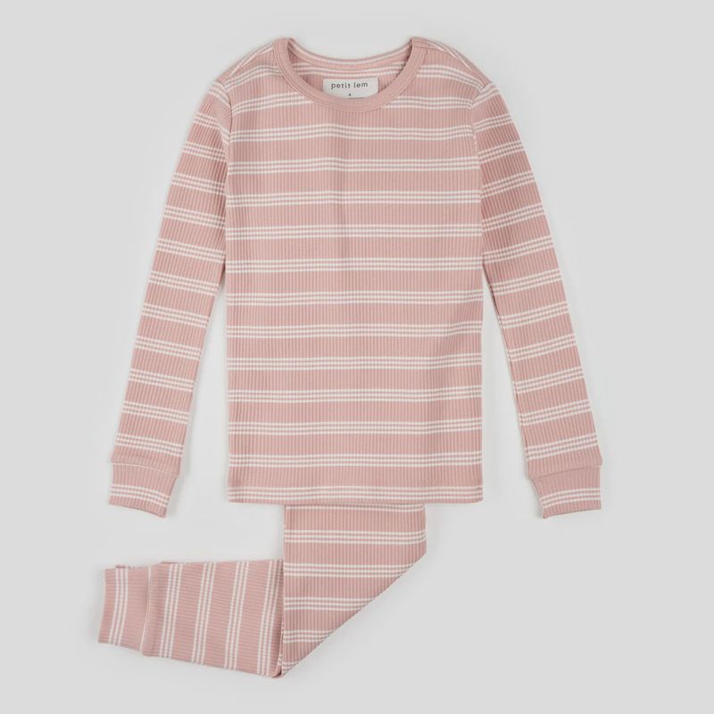 Ensemble pyjama rose à rayures en modal côtelé Q03k
