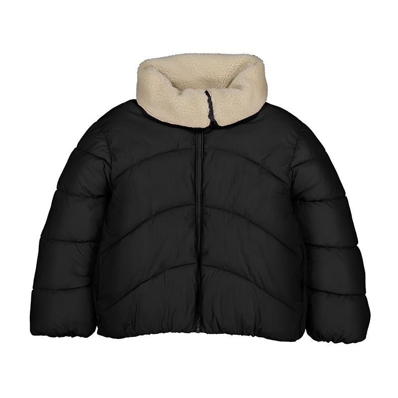 Manteau noir col en sherpa 7437