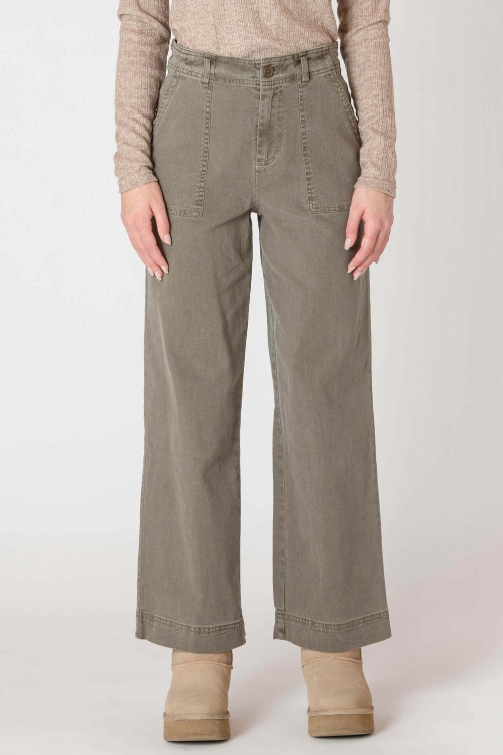 Pantalon à jambe droite vert armée 2726