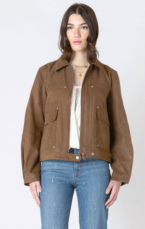 Manteau en simili suède café 9505