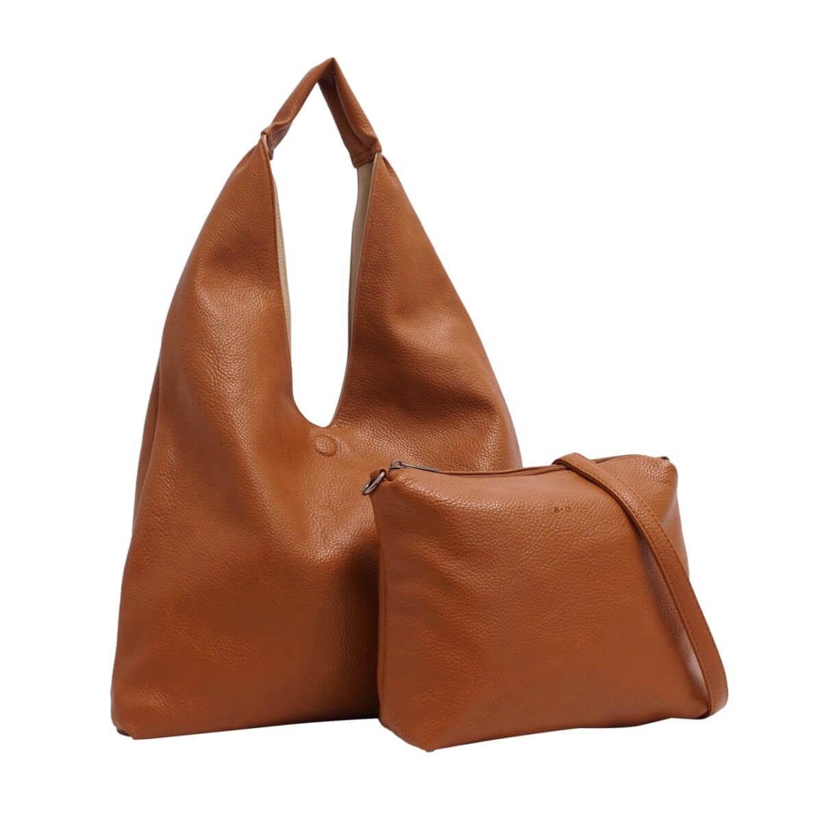Sac hobo réversible 2 en 1 Cecilia - cognac/tan