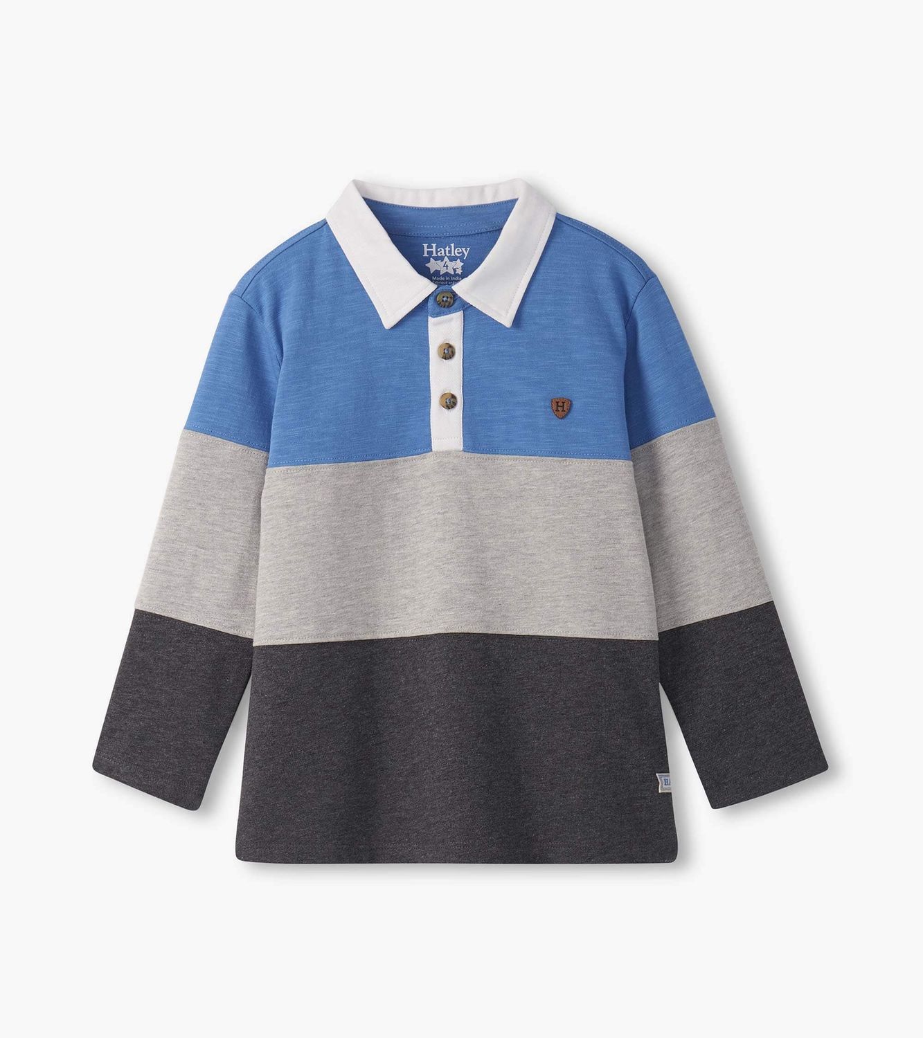 Polo rayé bleu et gris 1709