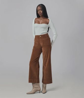 Pantalon taille haute à jambes larges en corduroy 0900