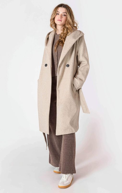 Manteau à capuche cinturé 9011