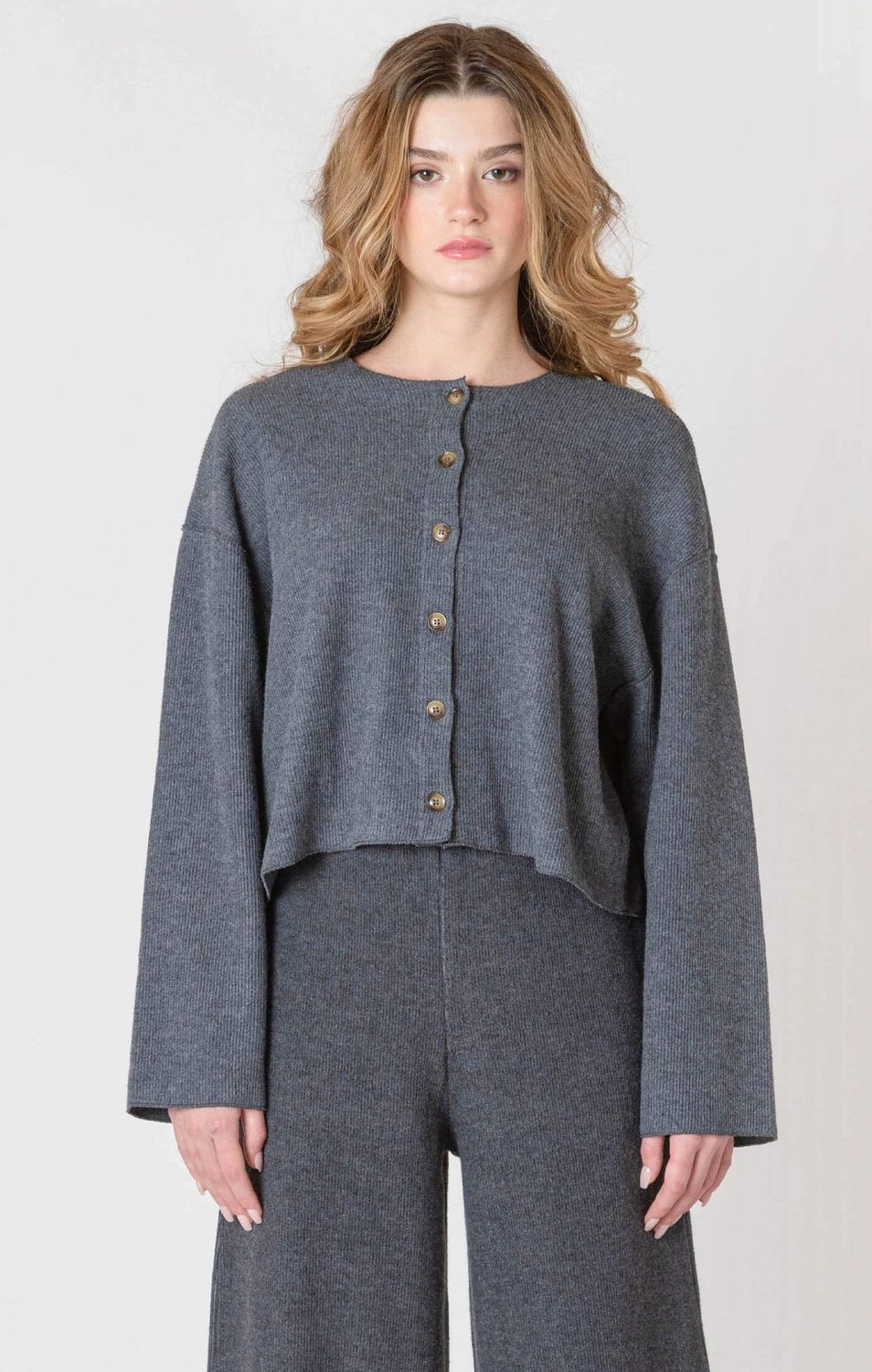 Cardigan côtelé charbon chiné 4041