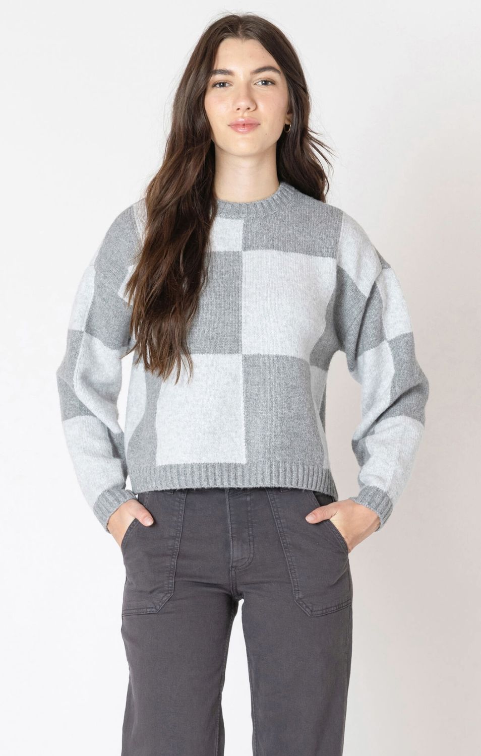Pull colorblock gris 7018