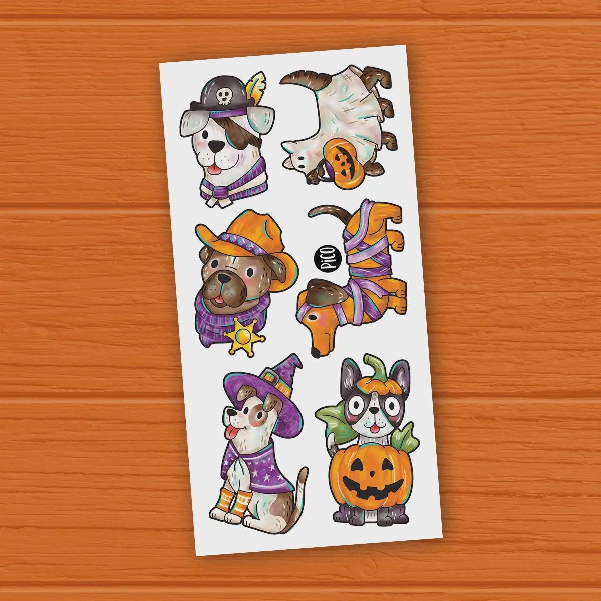 Halloween tattos, Motif: Les chiens costumés