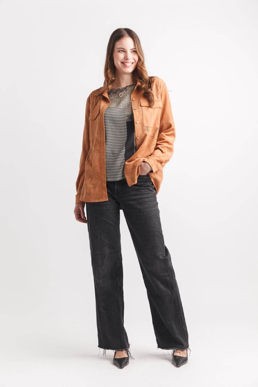 Chemise en suède camel 9012