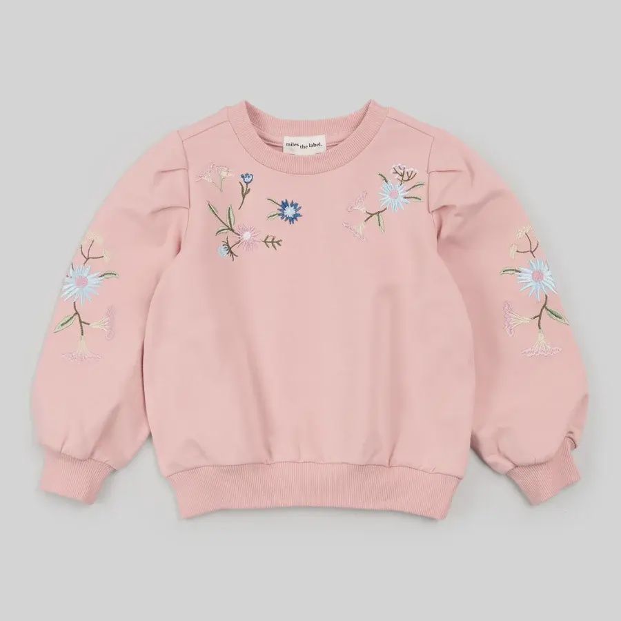 Chandail rose à broderie floral