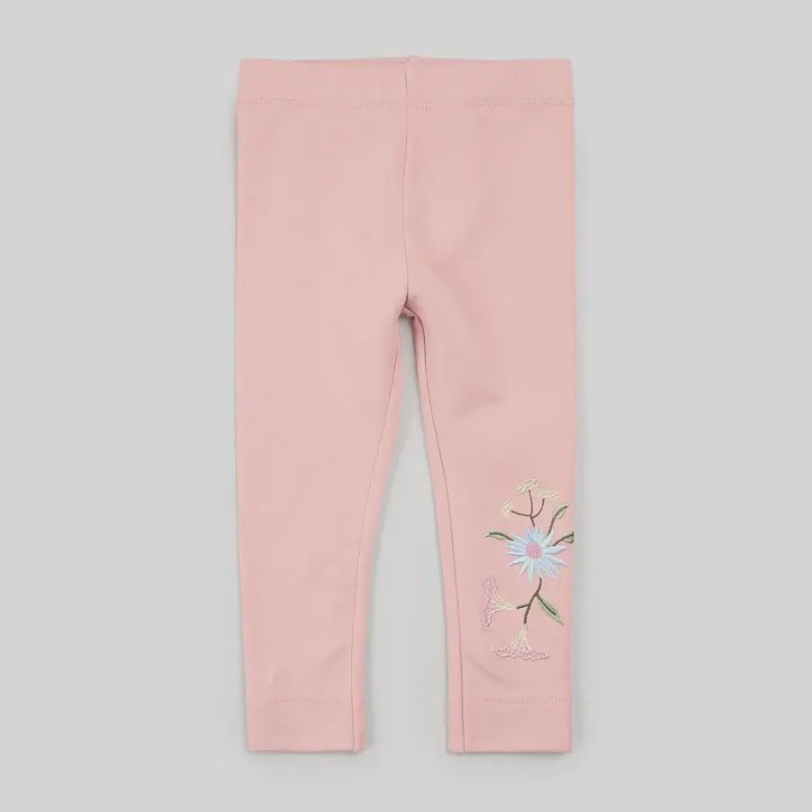 Legging rose avec broderie floral