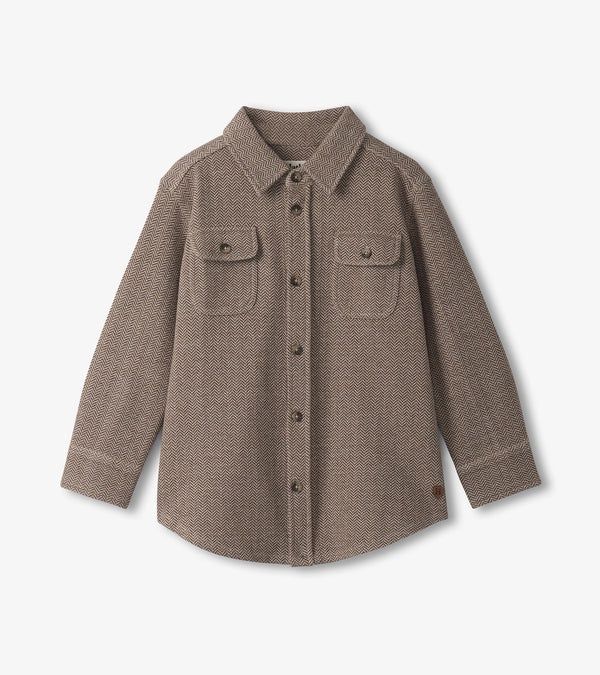 Chemise boutonnée pour garçon – Motif à chevrons cassonade 322
