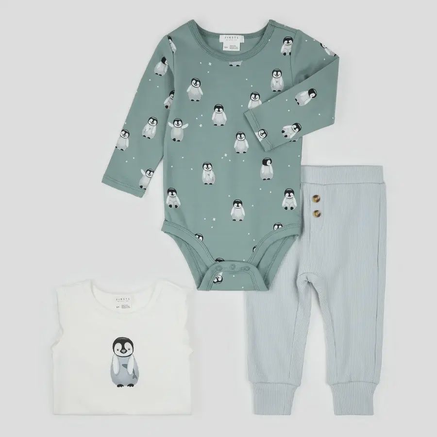 Ensemble 3 pièces bébé pingouin-E01B