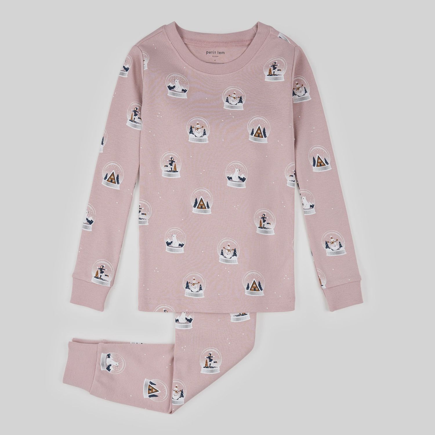 Ensemble pyjama imprimé boule à neige sur violet 037