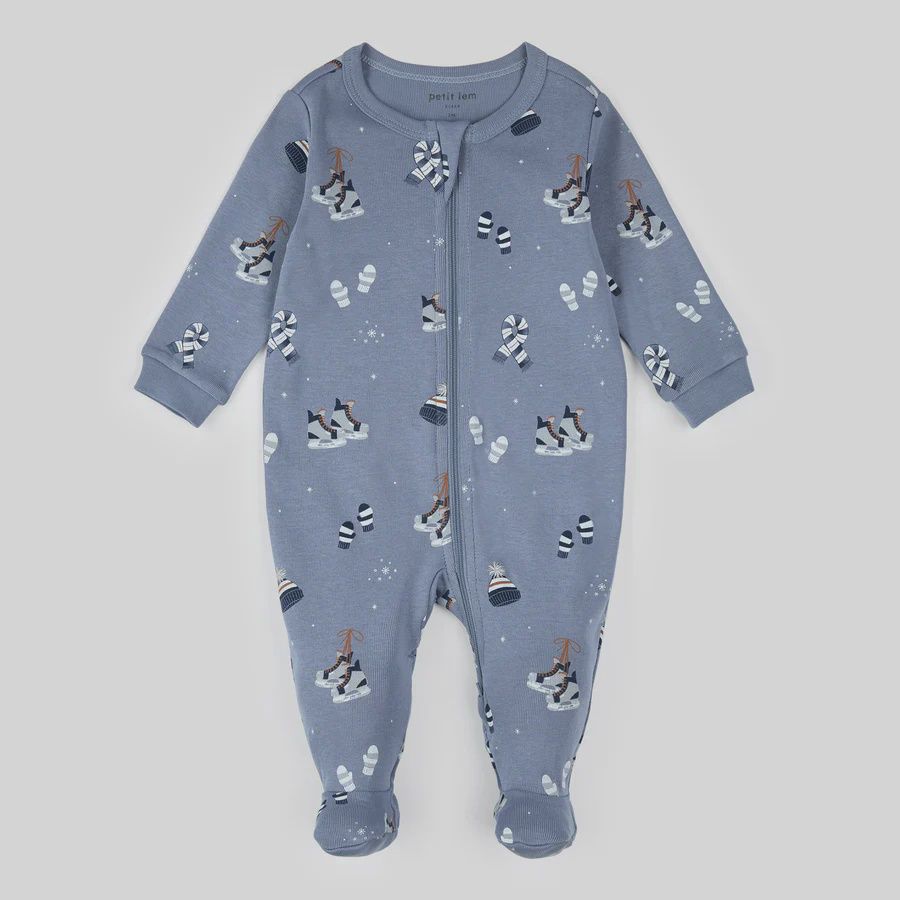Accessoires d’hiver douillets imprimés sur dormeuse bleue 007