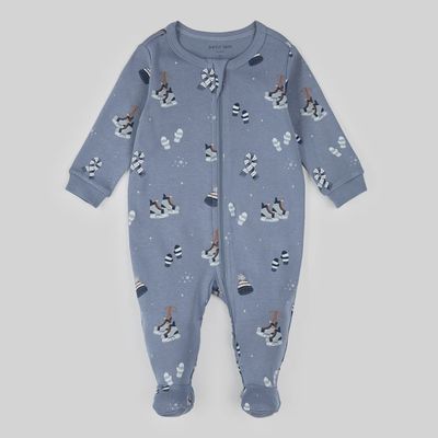 Accessoires d’hiver douillets imprimés sur dormeuse bleue 007
