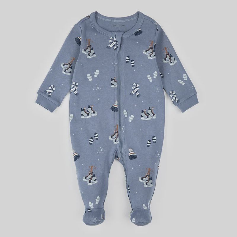 Accessoires d’hiver douillets imprimés sur dormeuse bleue 007