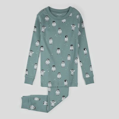Ensemble de pyjama Baby Penguin imprimé sur sarcelle