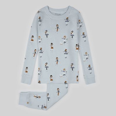 Ensemble de pyjama imprimé patinage artistique sur bleu perl