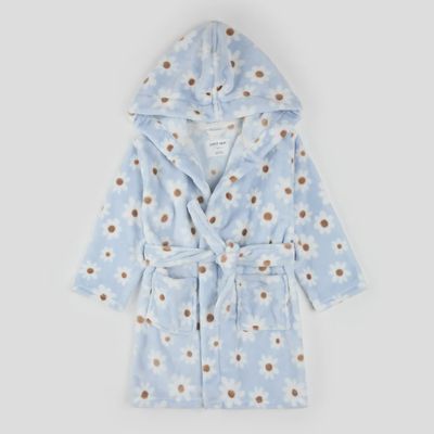 Robe en peluche bleu clair à imprimé marguerite