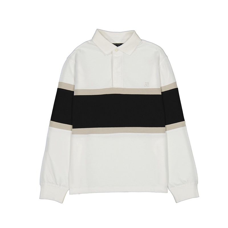 Polo block noir/beige 7104
