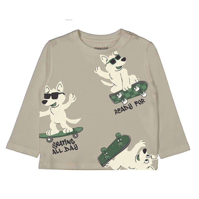 chandail beige chien skate 2061