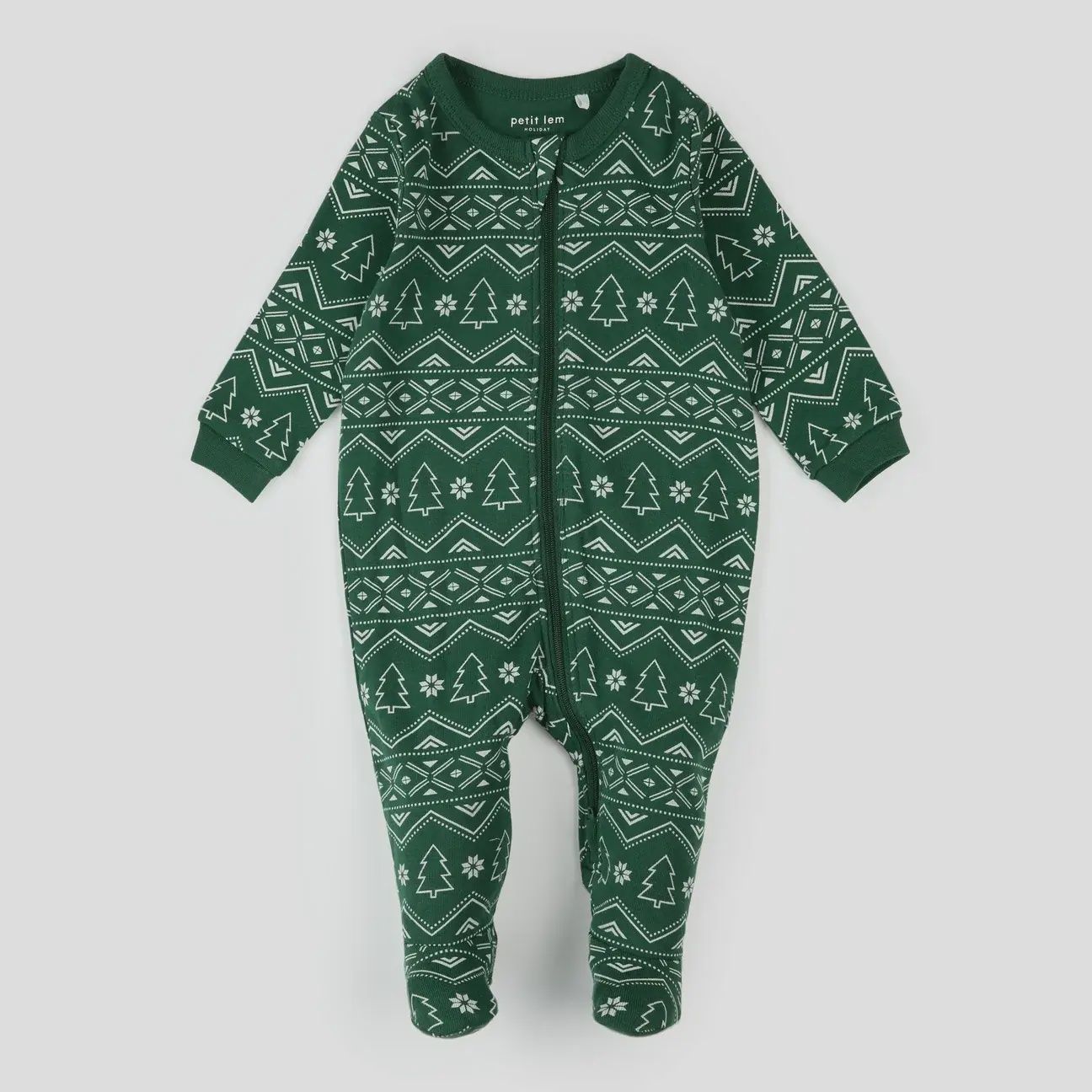 Pyjama vert foncé bébé arbres de Noël p07b