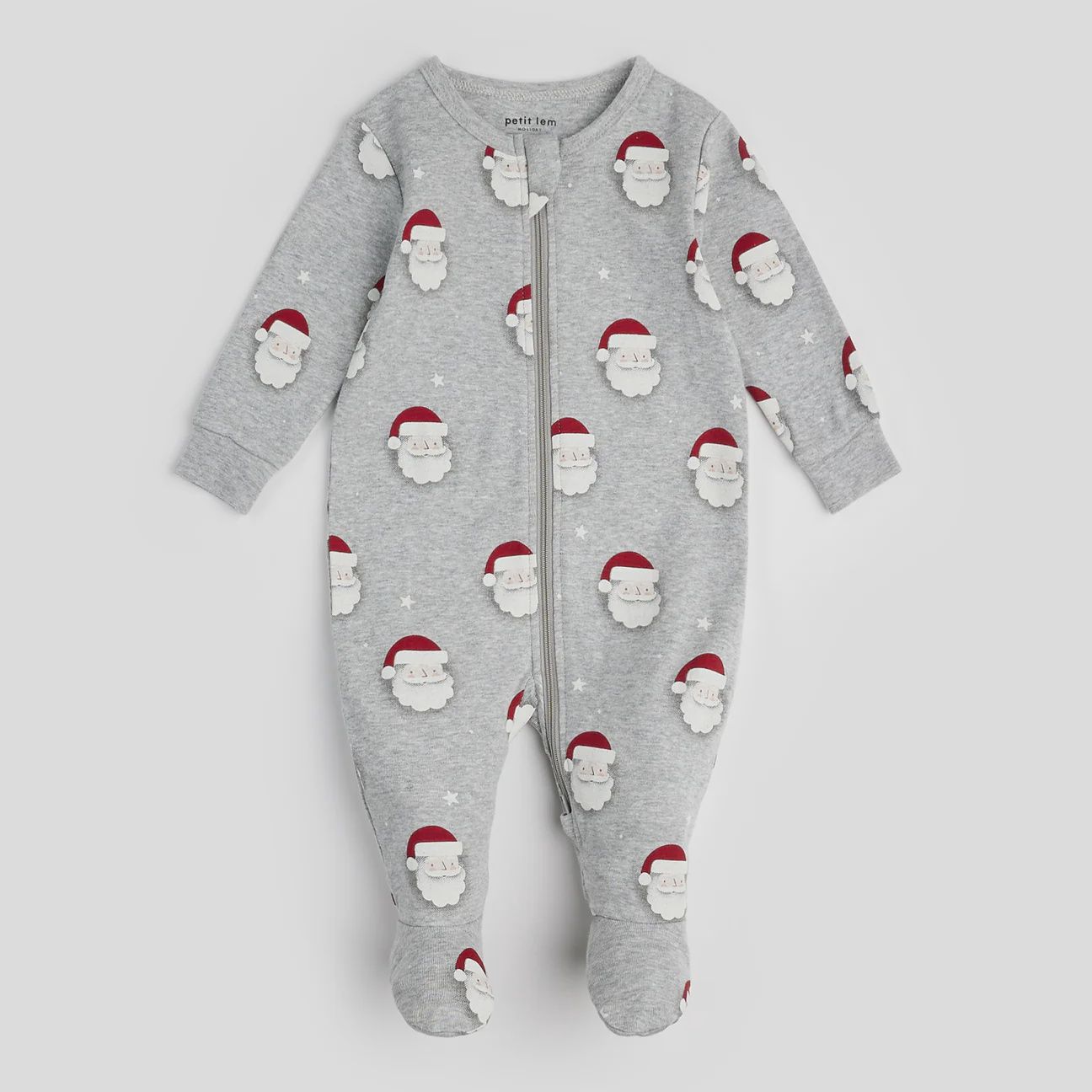 Pyjama motif Père Noël sur gris chiné p04b