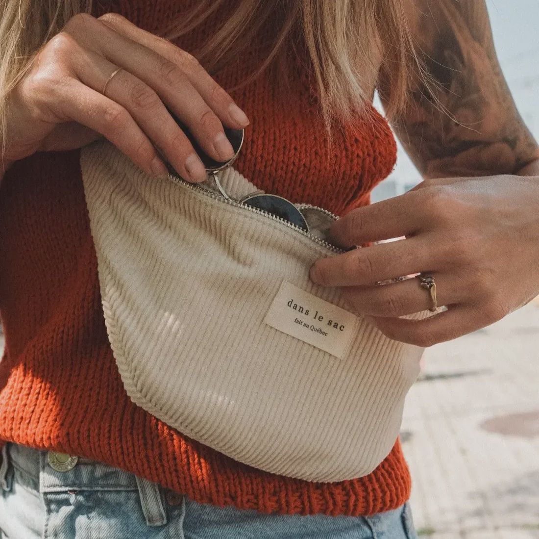 Sac banane corduroy - Vanille
