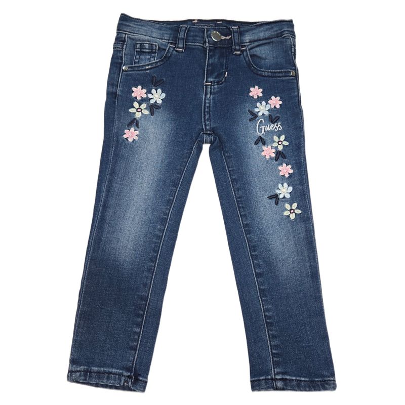 Jeans motif floral brodée 4cao